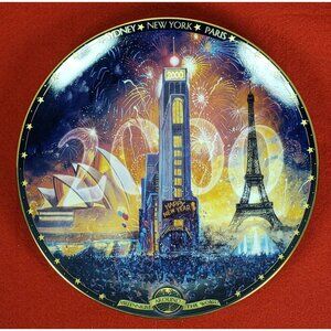Millennium Around the World Collectors Plate "Tribute 2000" by Bradford MIB +COA